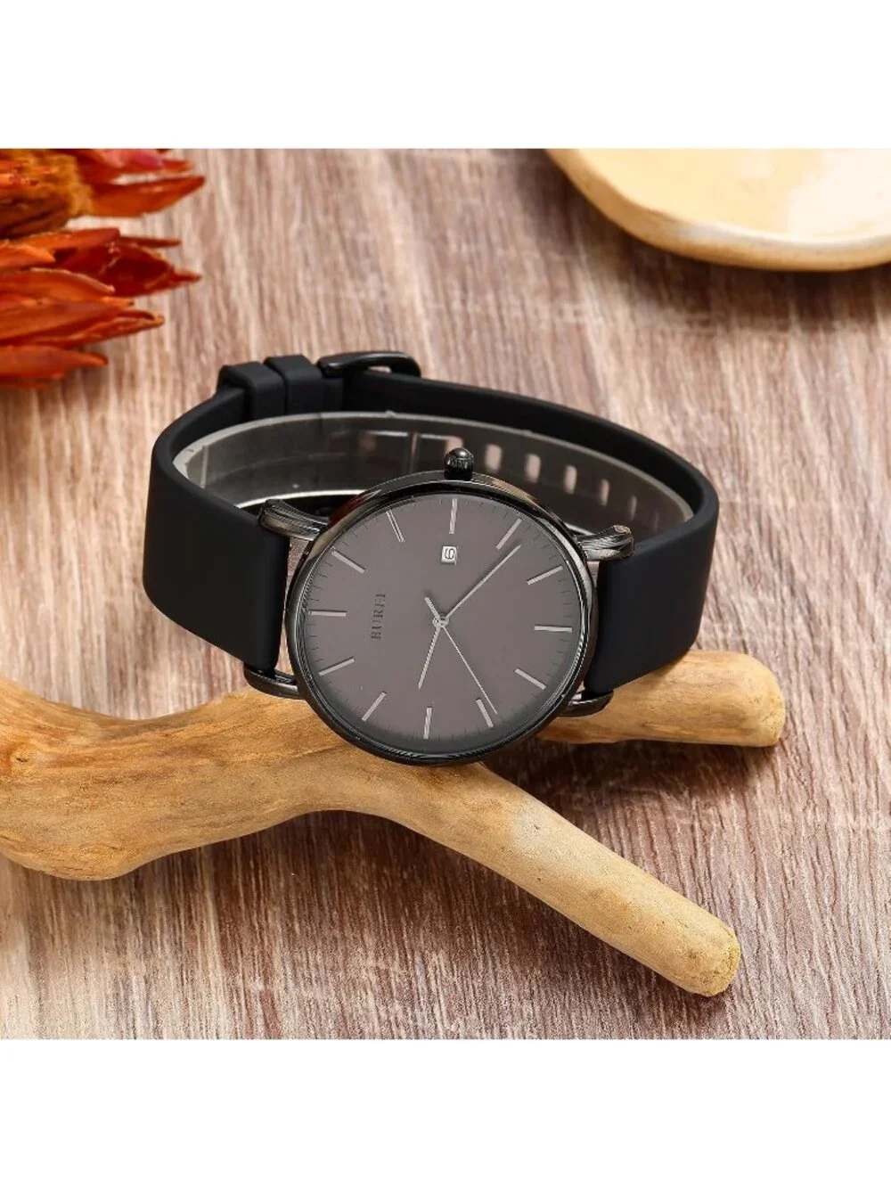 Men's Black Ultra Thin Minimalist Analog Waterproof Casual Classic Wrist Watch